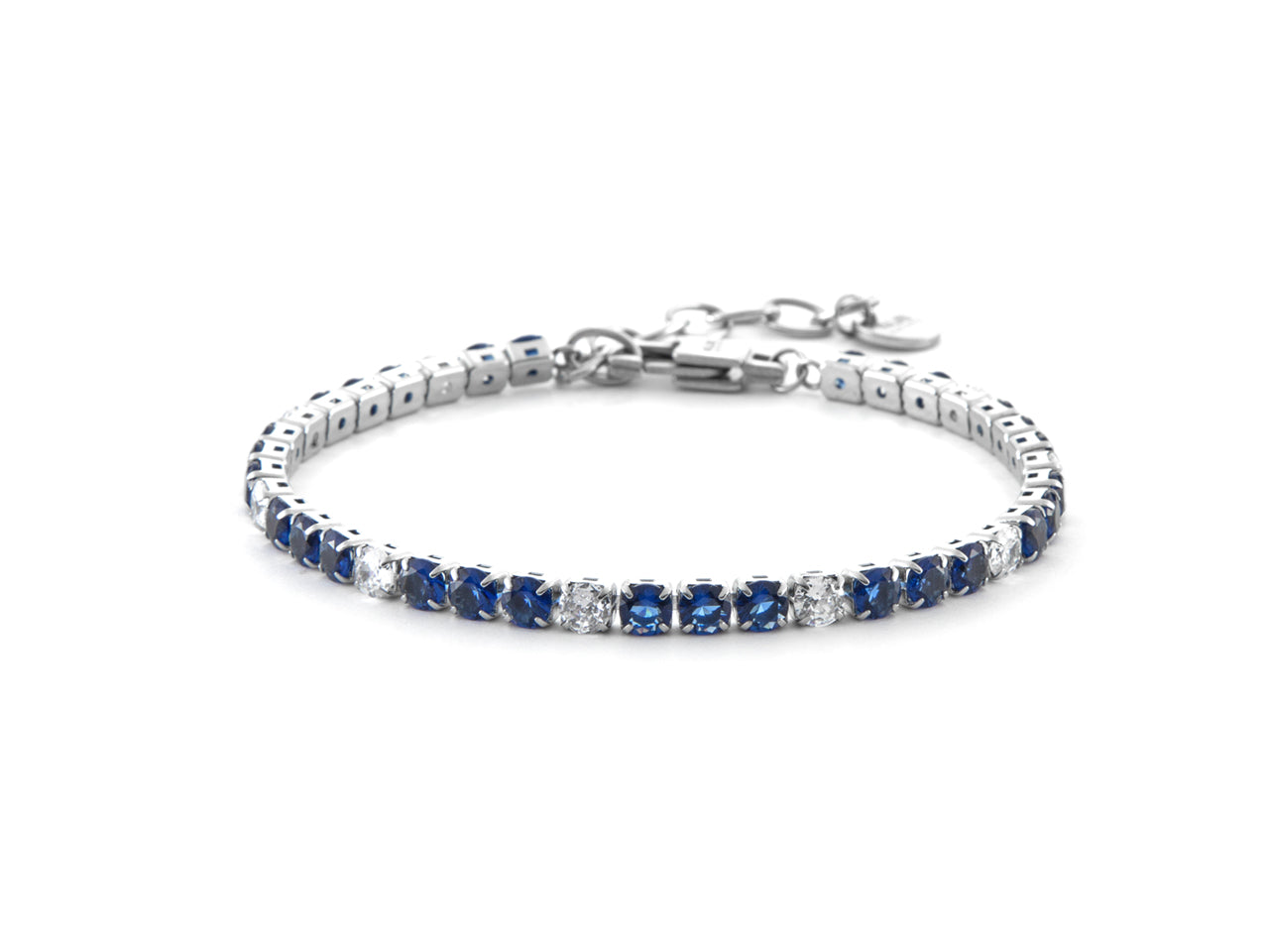 Bracciale Uomo 4US Cesare Paciotti Tennis Acciaio Zirconi Blu Bianchi 4UBR6354